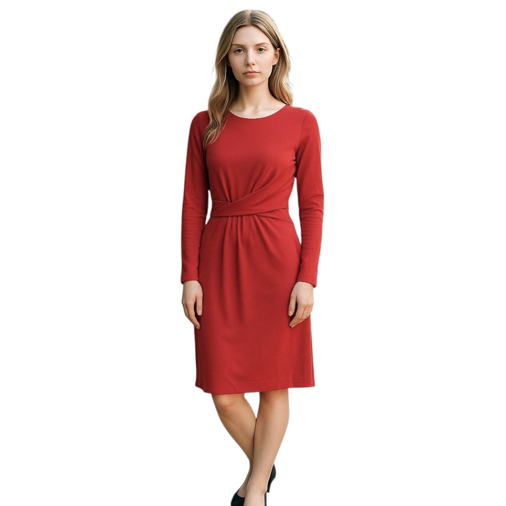 Lafayette 148 New York Nwt Red Dress Ruched Longsleeve Solid 4